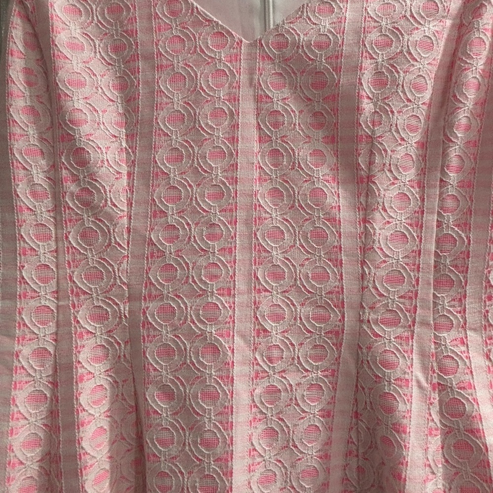 Lilly Pulitzer Briella Dress in Pink and White GEOMETRIC CAP SLEEVE SIZE SMALL - Picture 4 of 10